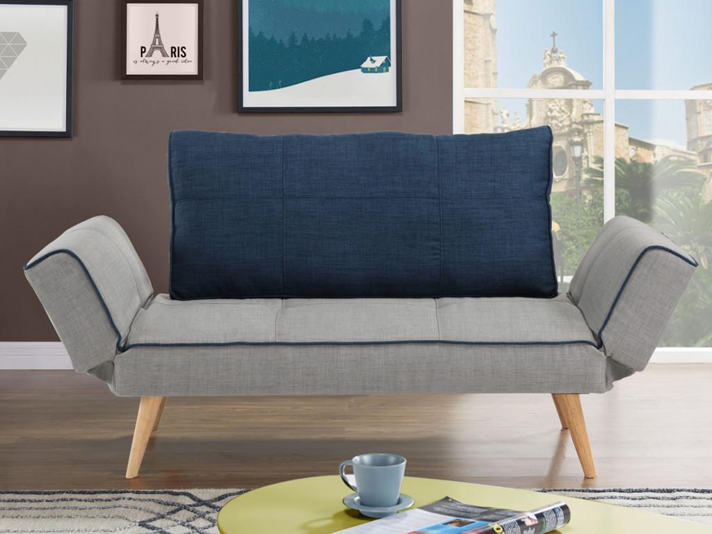 Vente-unique.ch Schlafsofa Klappsofa EBATY II - Stoff - Grau & Blau