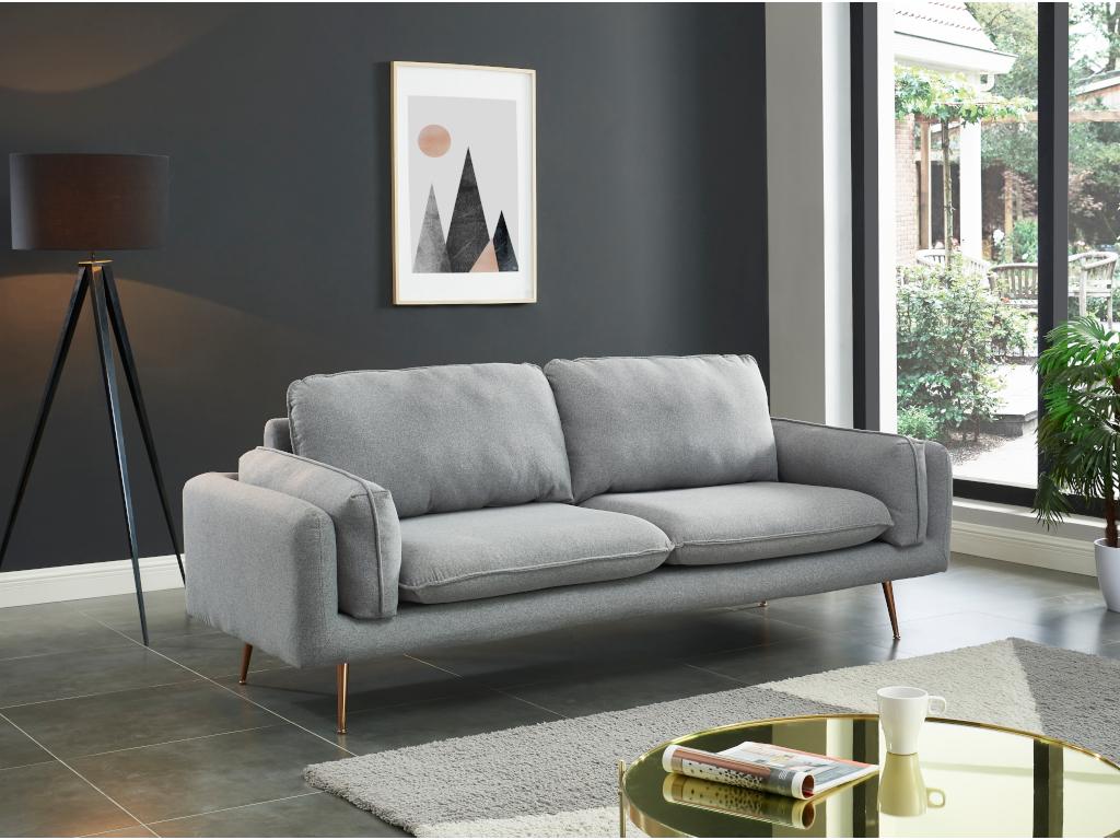 Vente-unique.ch 3-Sitzer-Sofa JAÏNA - Stoff - Grau