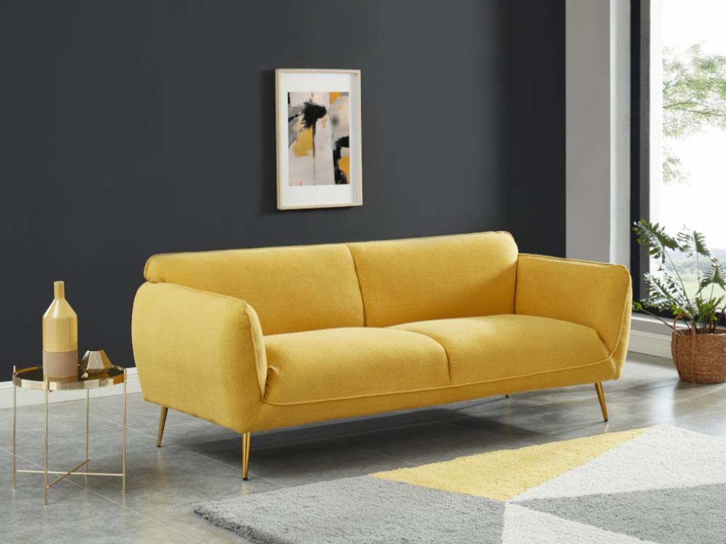 Vente-unique.ch 3-Sitzer-Sofa DELVA - Stoff - Senfgelb