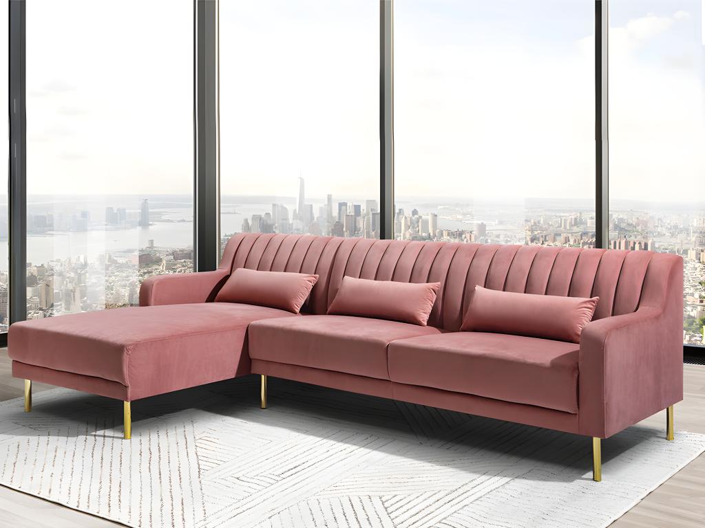 Vente-unique.ch Ecksofa MEYREUIL - Samt - Altrosa - Ecke links