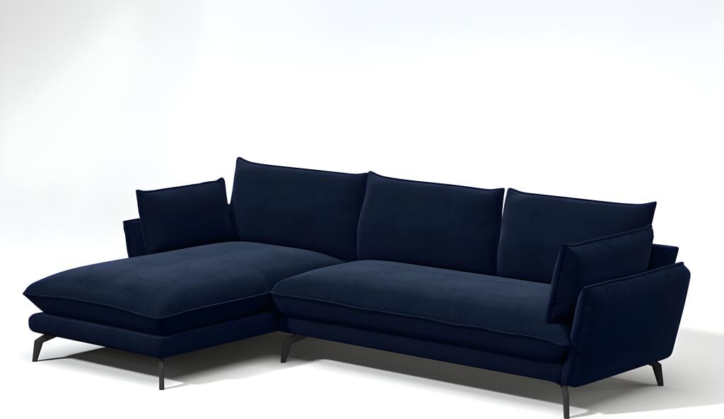 Vente-unique.ch Ecksofa MEROPE - Samt - Blau - Ecke links