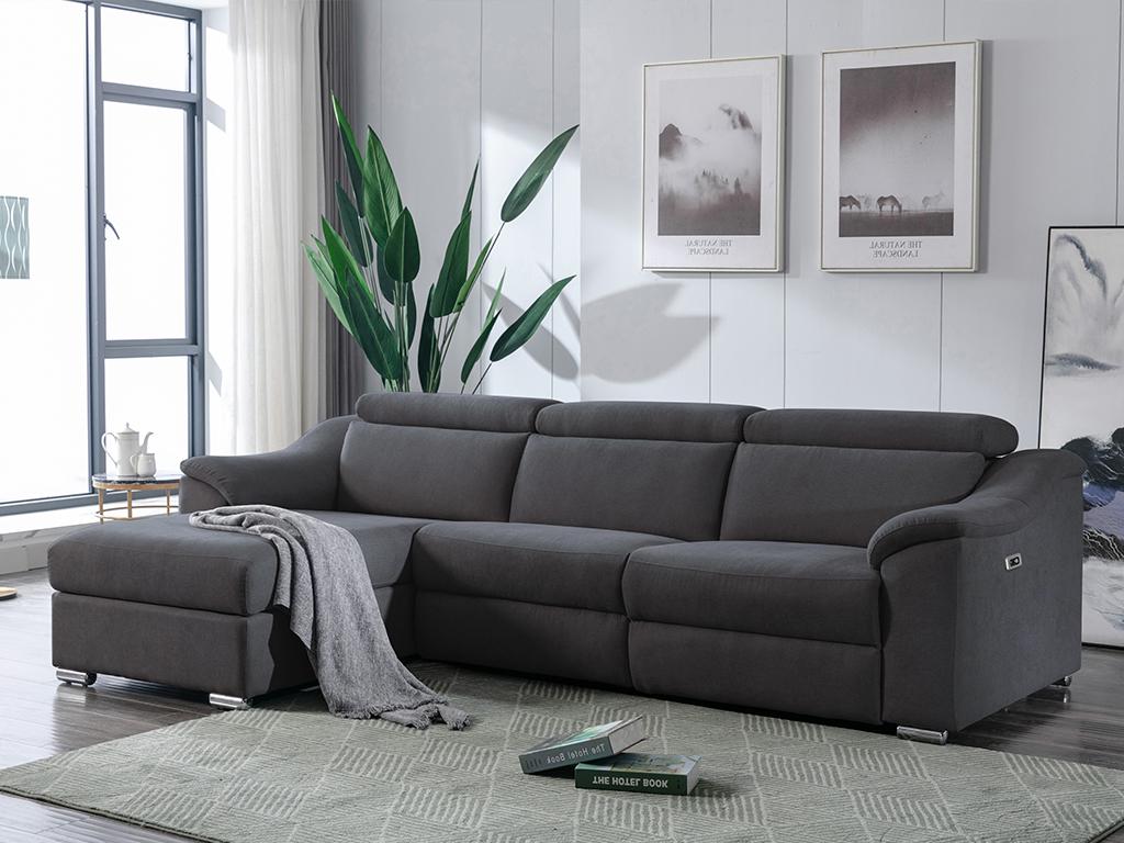 Vente-unique.ch Ecksofa mit elektrischer Relaxfunktion PEDRERA - Stoff - Anthrazit - Ecke links