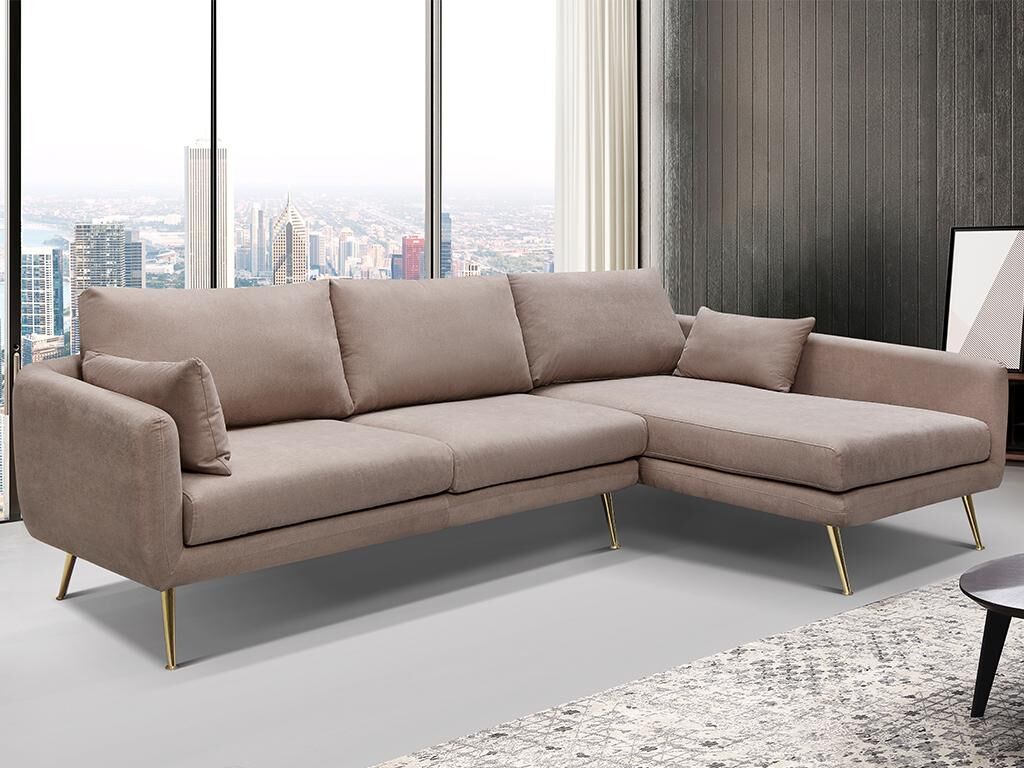 Vente-unique.ch Ecksofa BETH - Ecke rechts - Stoff - Beige