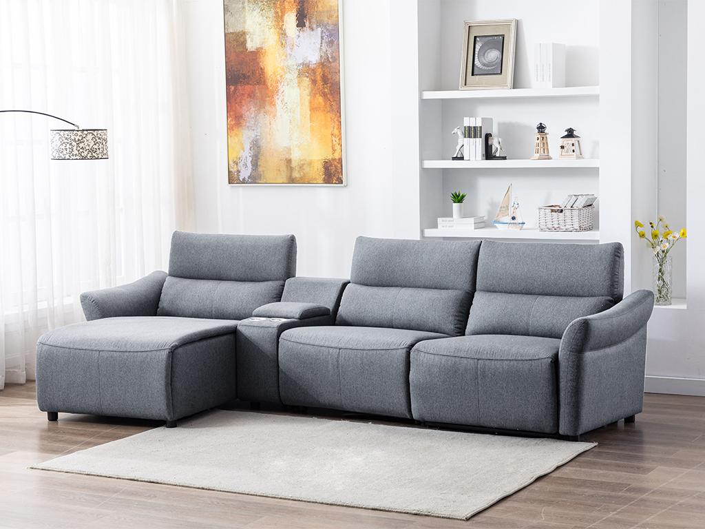 Vente-unique.ch Ecksofa mit elektrischer Relaxfunktion EIVOR - Stoff - Grau - Ecke Links