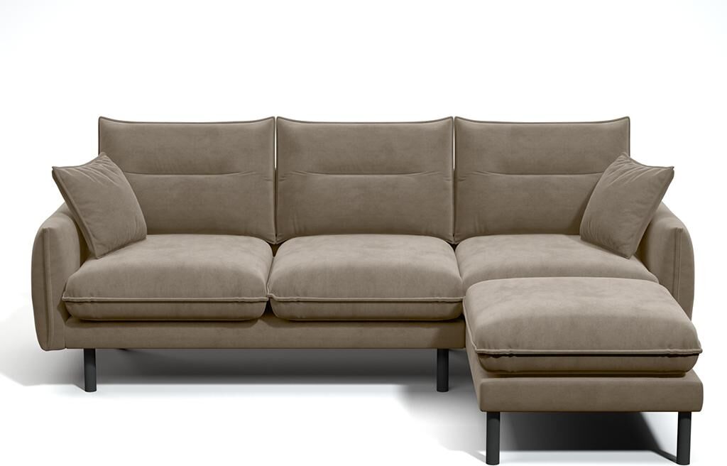 Vente-unique.ch Ecksofa YONI - Samt - Beige - Ecke rechts