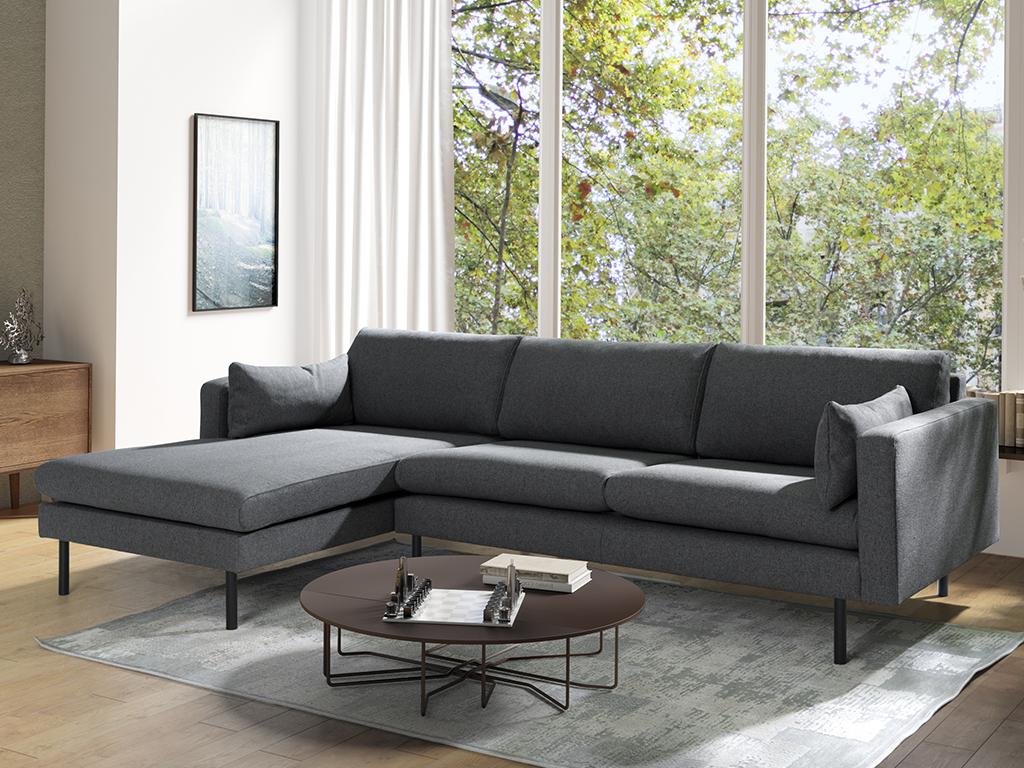 Vente-unique.ch Ecksofa BERCETO - Stoff - Grau - Ecke links