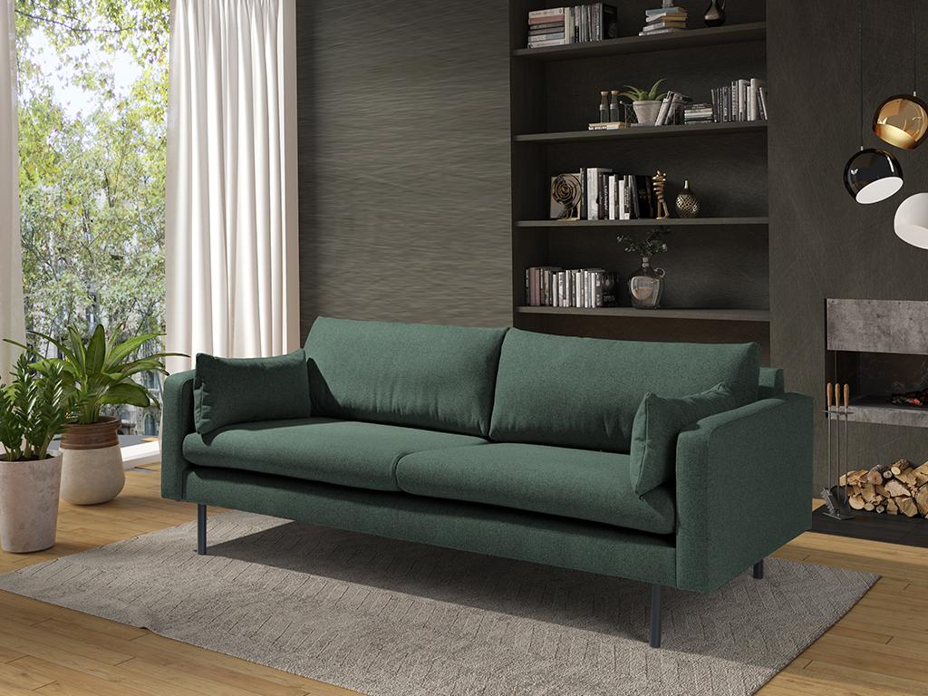 Vente-unique.ch 3-Sitzer-Sofa BERCETO - Stoff - Dunkelgrün