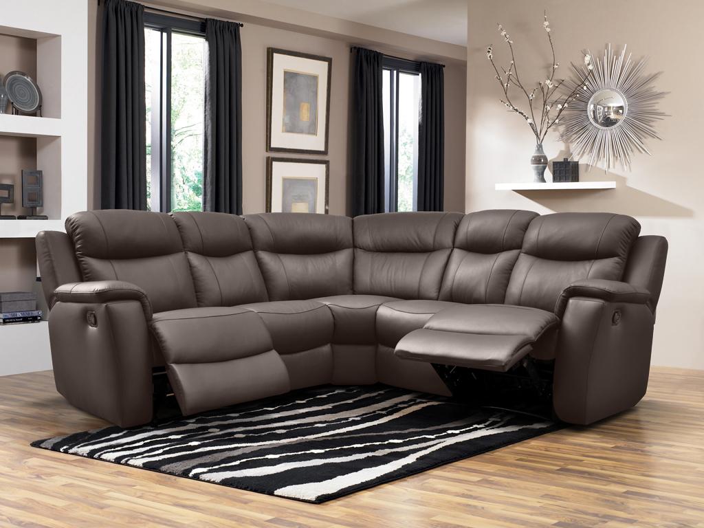 Vente-unique.ch Relaxsofa Leder Ecksofa Evasion - Braun