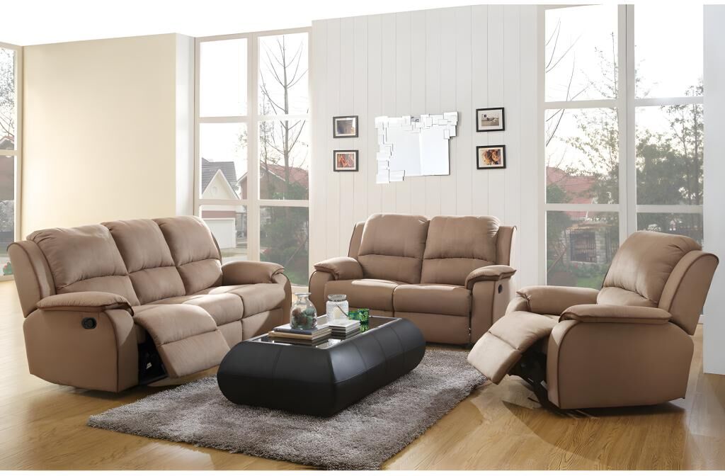 Vente-unique.ch Couchgarnitur Relax Microfaser 3+2+1 HERNANI - Taupe