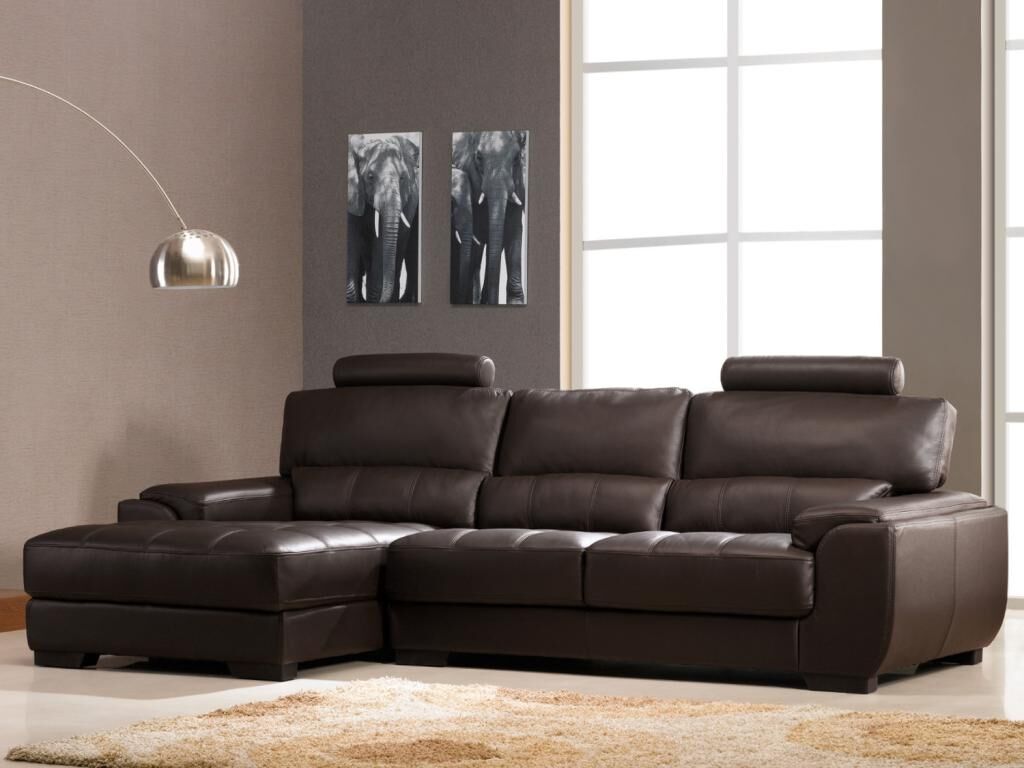 Vente-unique.ch Ecksofa Leder METROPOLITAN II - Braun - Ecke Links