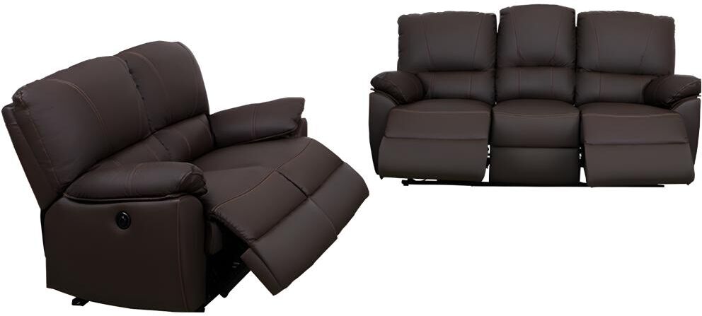 Vente-unique.ch Relaxsofa Ledergarnitur elektrisch Marcis 3+2 - Braun