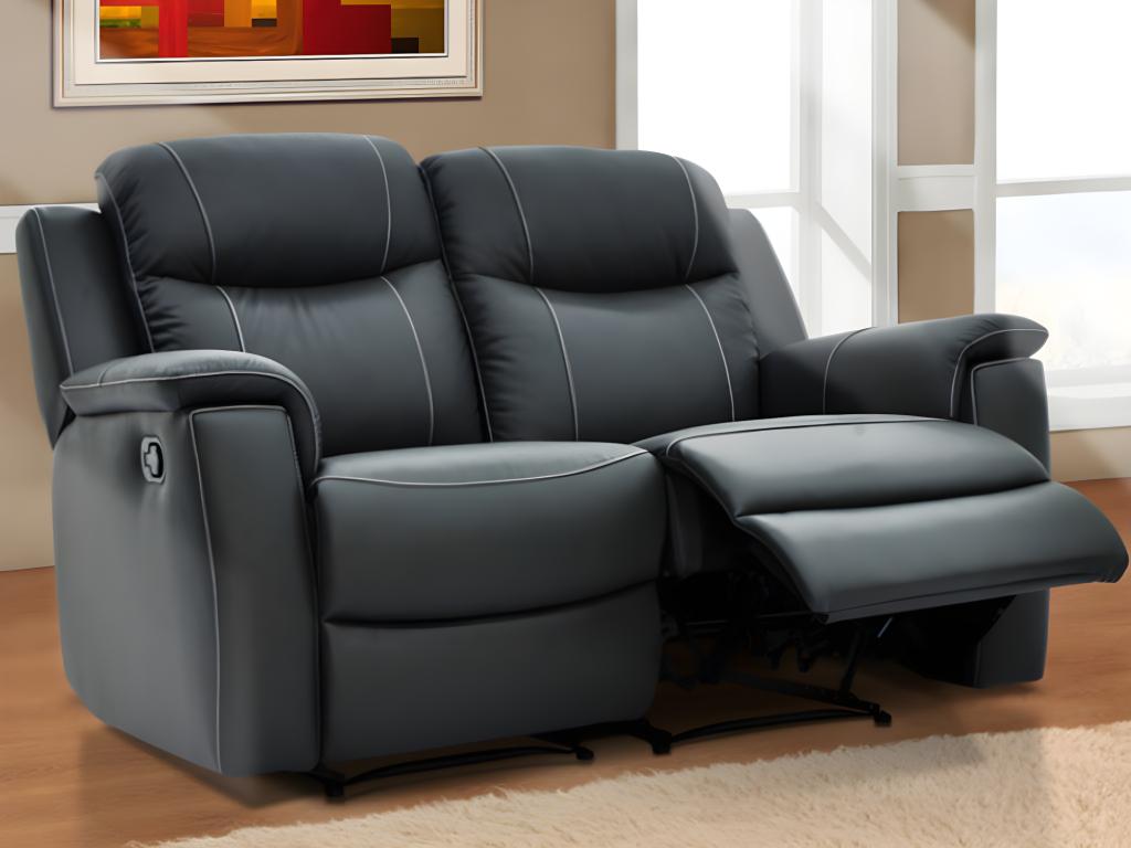 Vente-unique.ch Relaxsofa Leder 2-Sitzer Evasion - Anthrazit