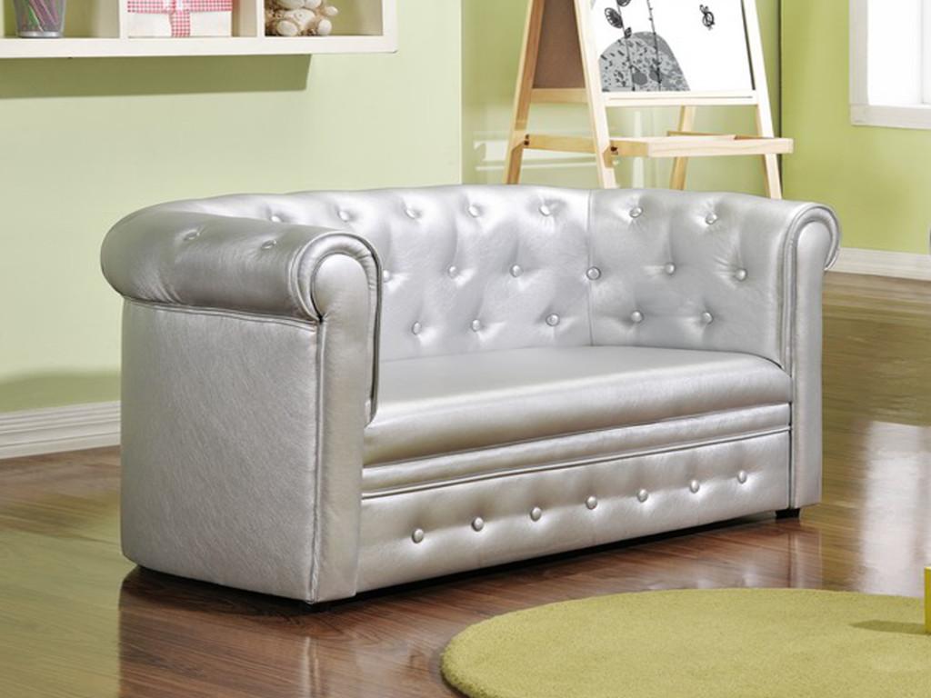 Vente-unique.ch Chesterfield Kindersofa Tiana - Silber