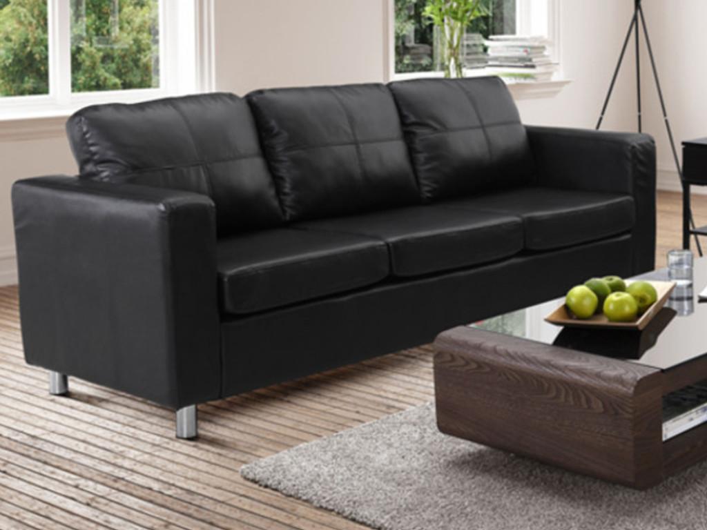 Vente-unique.ch Sofa 3-Sitzer Ackley - Schwarz