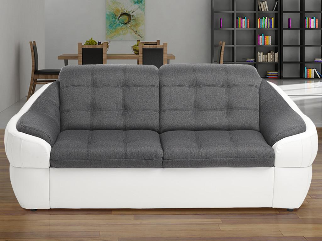 Vente-unique.ch Sofa 2-Sitzer Stoff Farez - Weiß&Grau