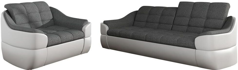 Vente-unique.ch Couchgarnitur Stoff 3+1 Farez - Weiß&Grau