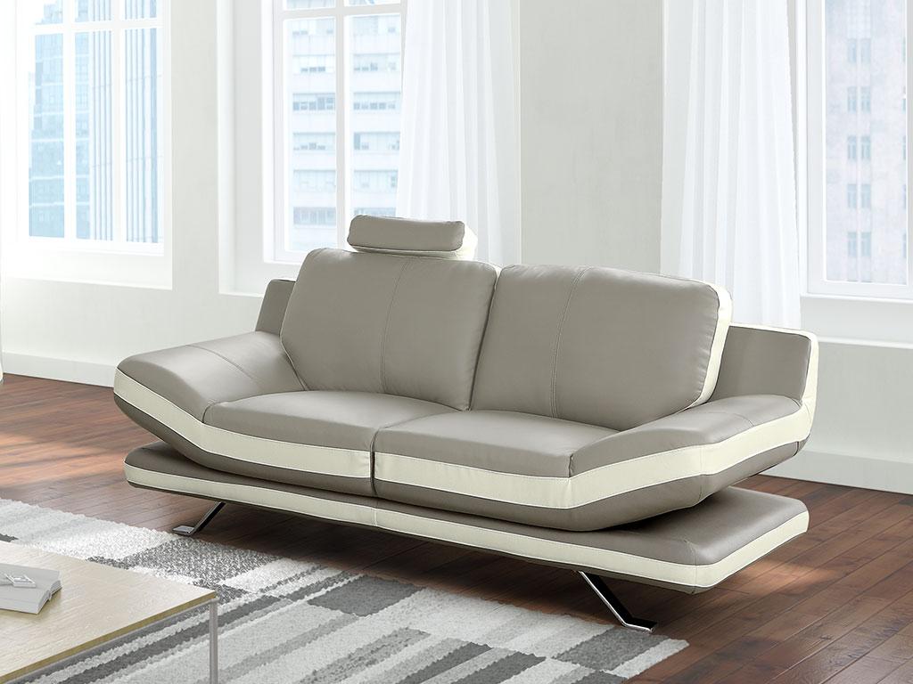 Vente-unique.ch Ledersofa 2-Sitzer LATIKA - Beige & Elfenbein