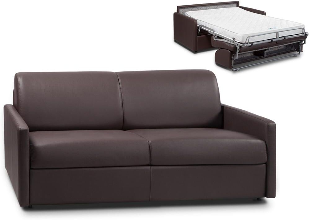 Vente-unique.ch Schlafsofa 3-Sitzer CALIFE - Braun - Liegefläche: 140  cm - Matratzenhöhe: 14 cm