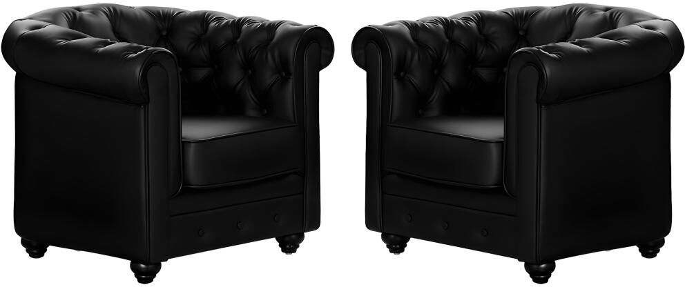 Vente-unique.ch Sessel 2er-Set CHESTERFIELD - Kunstleder - Schwarz