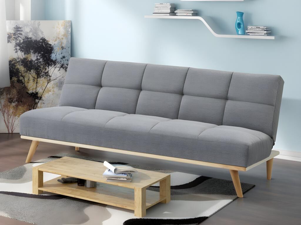 Vente-unique.ch Schlafsofa Klappsofa Stoff ORNETA - Grau