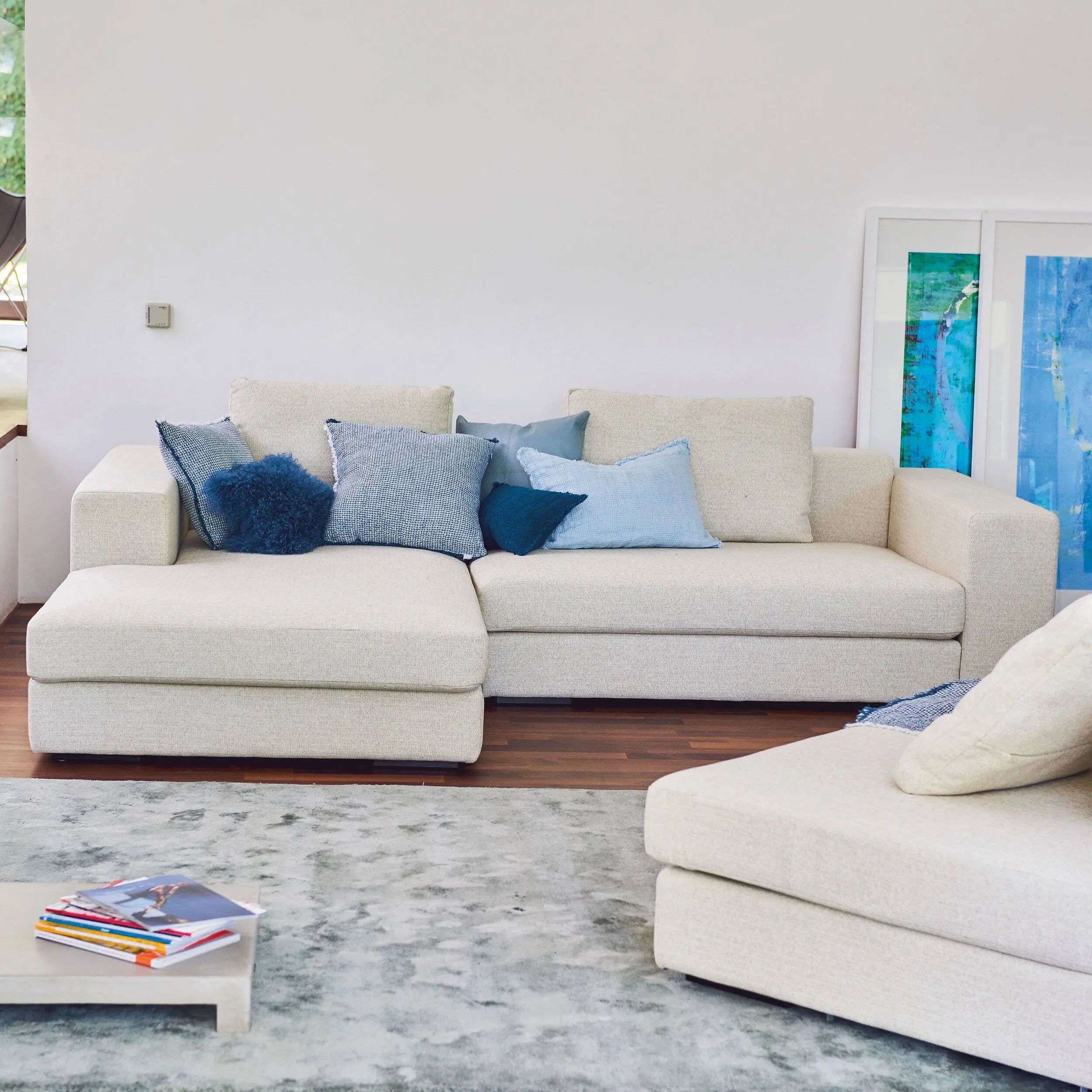 Sophisticated Living Line Sofa mit Chaiselongue links  grau