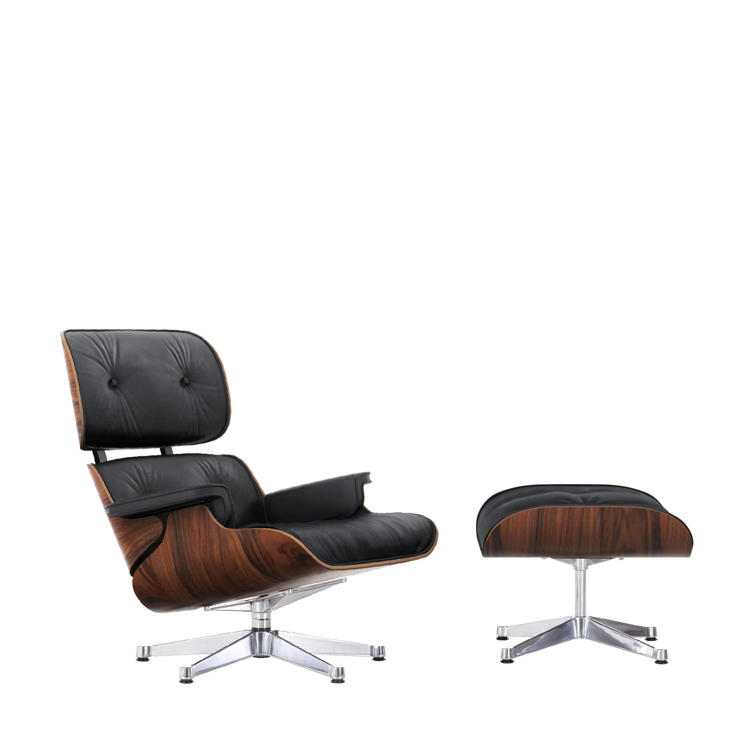 Vitra Lounge Chair & Ottoman Palisander Leder Premium F  schwarz