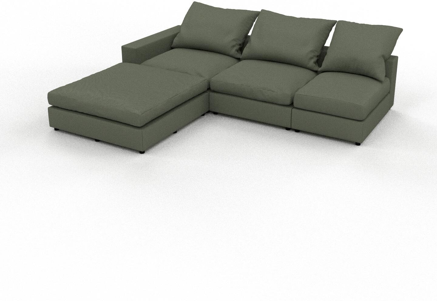 MYCS Sofa 3-Sitzer Olivgrün Webstoff - Elegantes, gemütliches 3-Sitzer Sofa: Hochwertige Qualität, einzigartiges Design - 306 x 97 x 252 cm, konfigurierbar