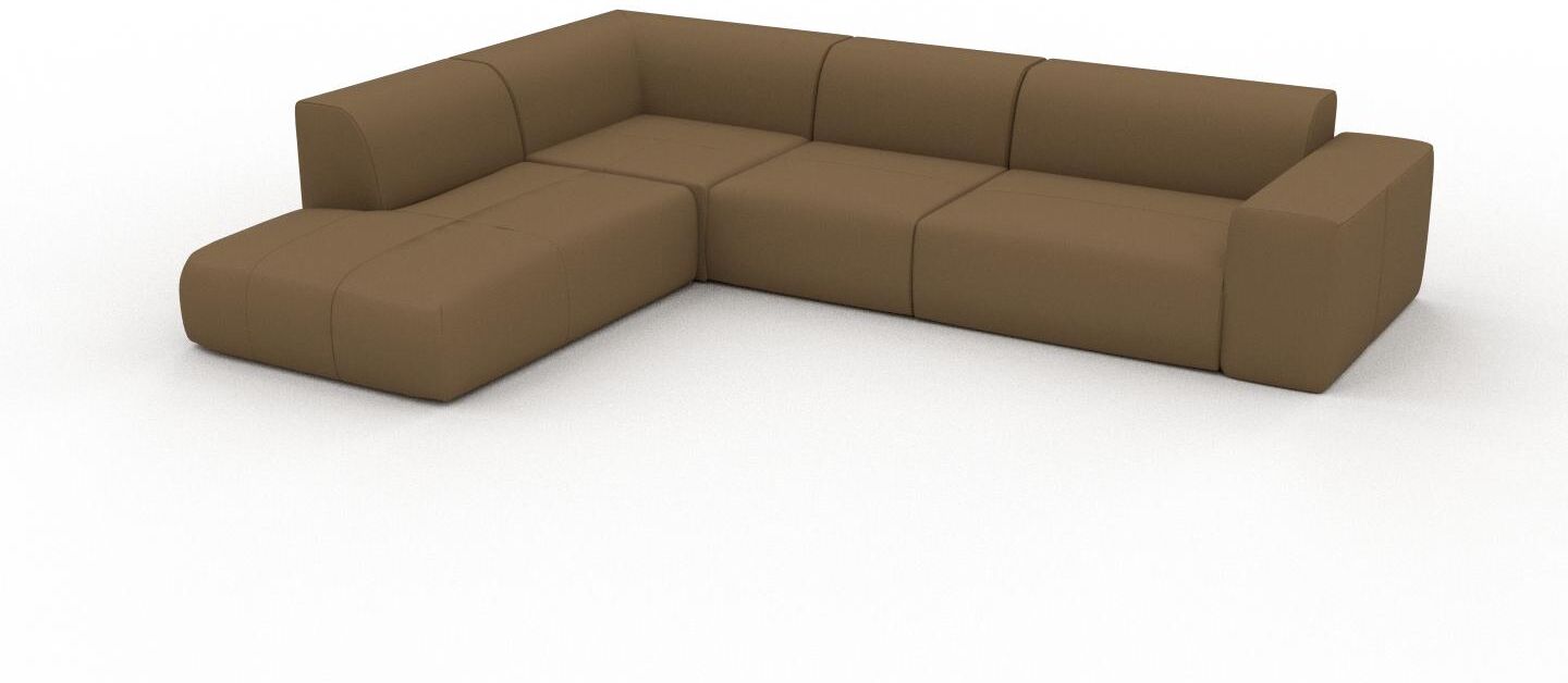 MYCS Ledersofa Walnuss Nubukleder - Elegantes, gemütliches Ledersofa: Hochwertige Qualität, einzigartiges Design - 314 x 72 x 241 cm, konfigurierbar