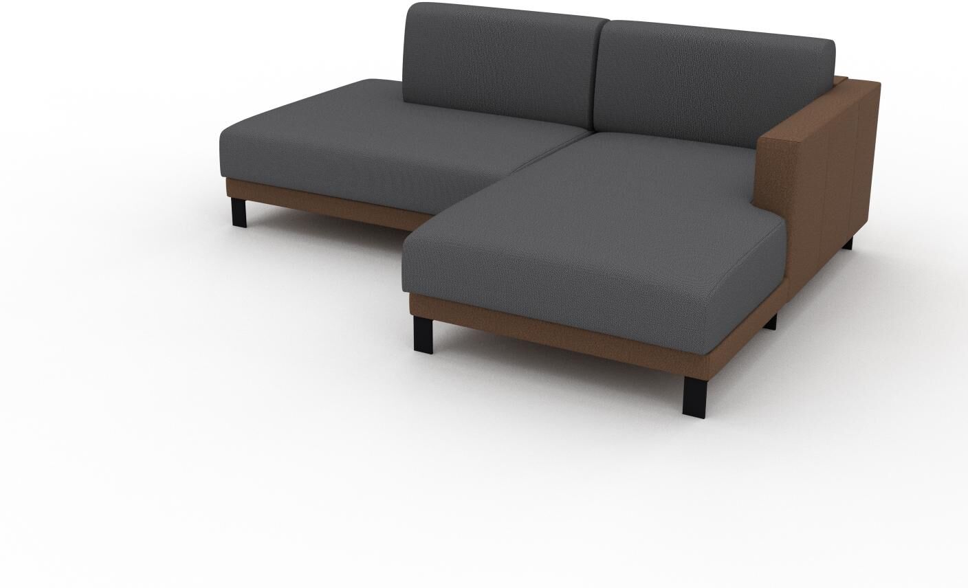 MYCS Ledersofa Cognac Strukturgewebe - Elegantes, gemütliches Ledersofa: Hochwertige Qualität, einzigartiges Design - 212 x 75 x 162 cm, konfigurierbar