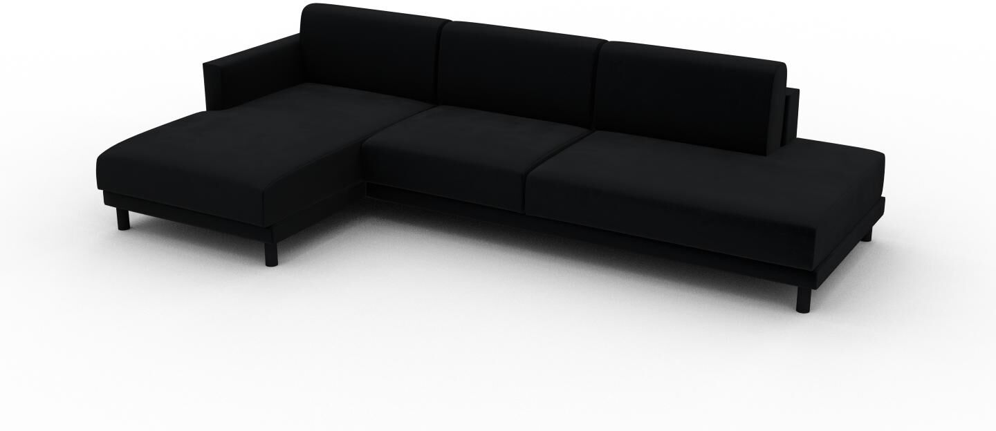 MYCS Ecksofa Samt Schwarz - Flexible Designer-Polsterecke, L-Form: Beste Qualität, einzigartiges Design - 292 x 75 x 162 cm, konfigurierbar