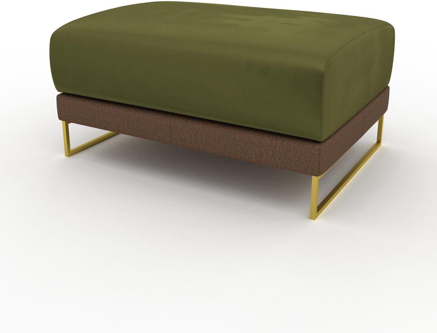 MYCS Polsterhocker Cognac, mit Gold - Eleganter Polsterhocker: Hochwertige Qualität, einzigartiges Design - 80 x 42 x 60 cm, Individuell konfigurierbar