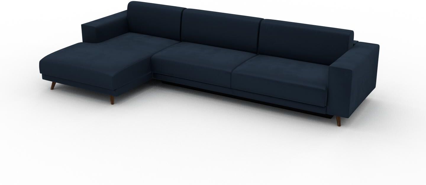 MYCS Schlafsofa Samt Nachtblau - Elegantes, gemütliches Bettsofa: Hochwertige Qualität, einzigartiges Design - 328 x 75 x 162 cm, konfigurierbar