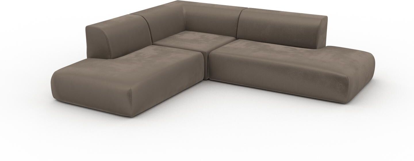 MYCS Ecksofa Samt Cremebeige - Flexible Designer-Polsterecke, L-Form: Beste Qualität, einzigartiges Design - 267 x 72 x 241 cm, konfigurierbar