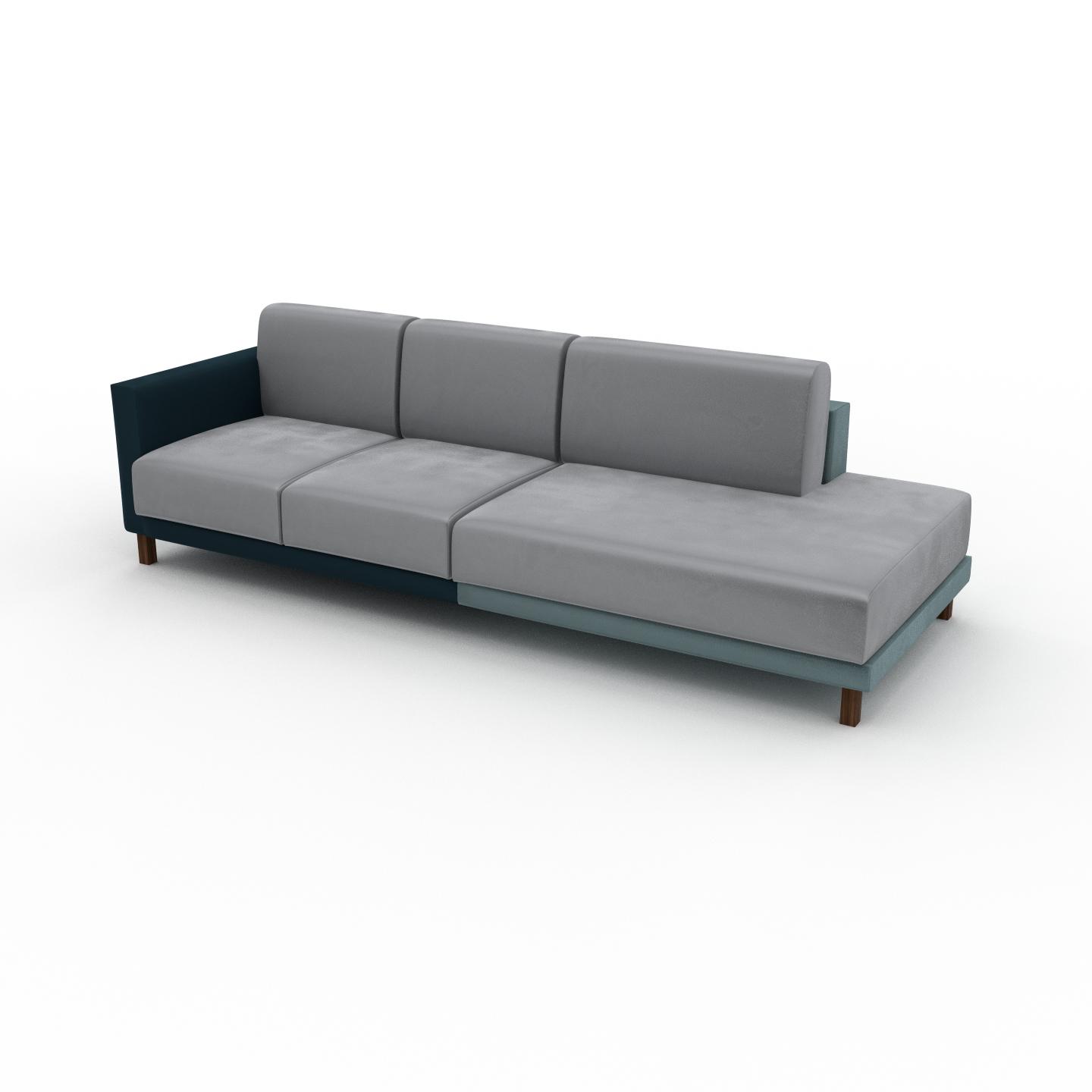 MYCS Sofa Samt Sandgrau - Moderne Designer-Couch: Hochwertige Qualität, einzigartiges Design - 252 x 75 x 98 cm, Komplett anpassbar