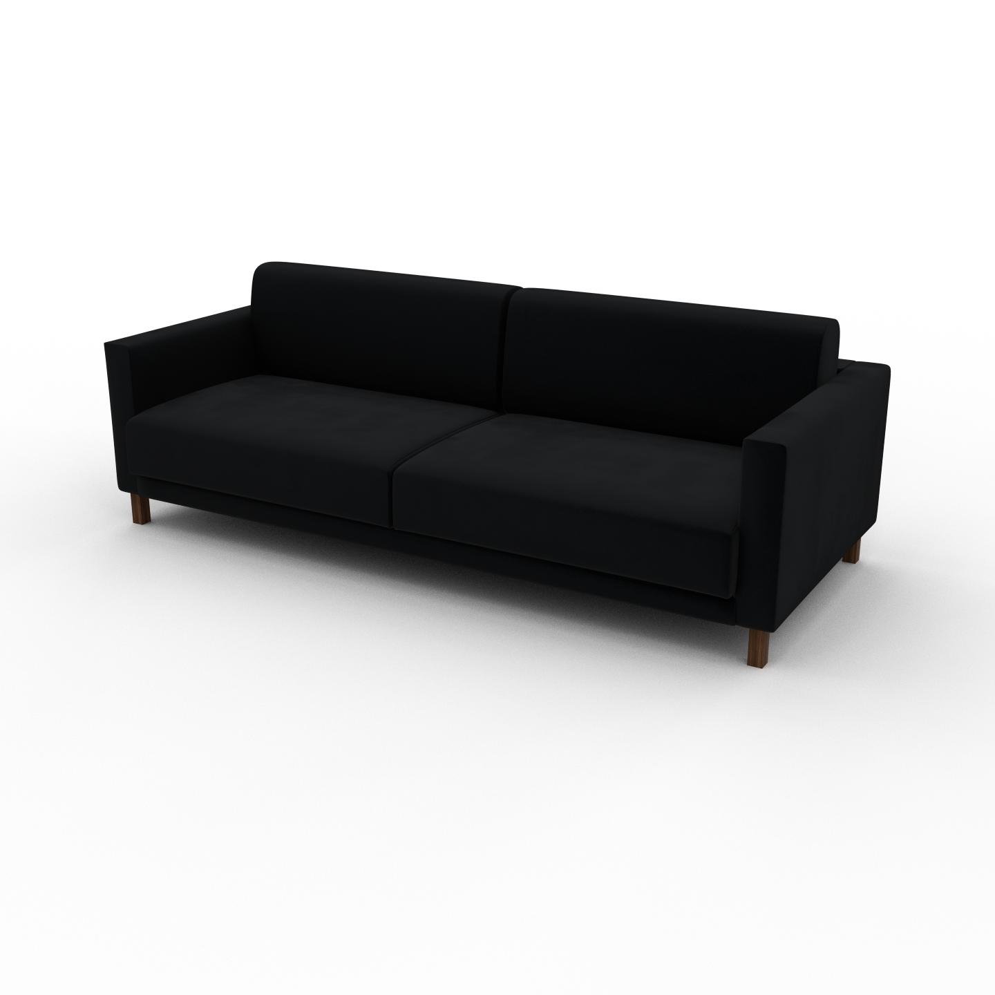 MYCS Sofa Samt Schwarz - Moderne Designer-Couch: Hochwertige Qualität, einzigartiges Design - 224 x 75 x 98 cm, Komplett anpassbar