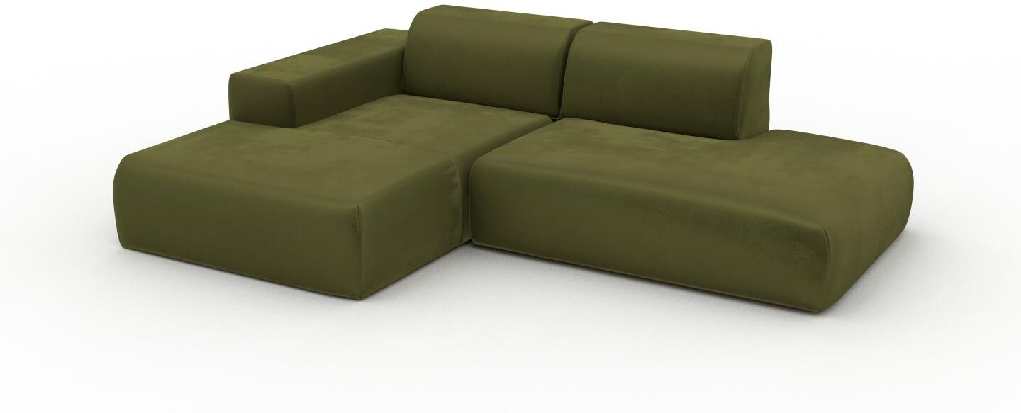 MYCS Ecksofa Samt Olivgrün - Flexible Designer-Polsterecke, L-Form: Beste Qualität, einzigartiges Design - 245 x 72 x 168 cm, konfigurierbar