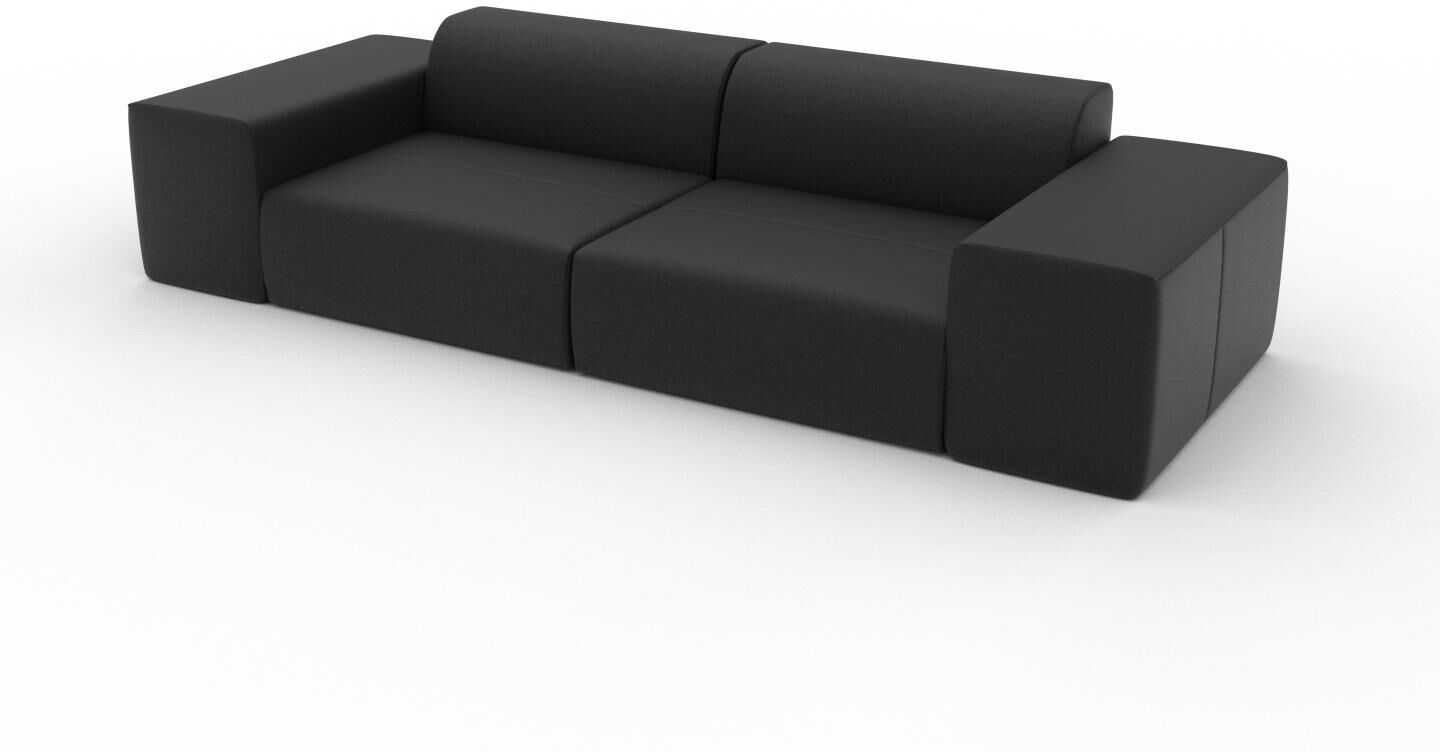 MYCS Ledersofa Schwarz Anilinleder - Elegantes, gemütliches Ledersofa: Hochwertige Qualität, einzigartiges Design - 294 x 72 x 107 cm, konfigurierbar