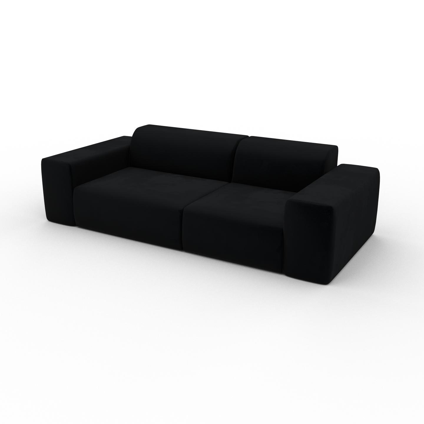 MYCS Sofa Samt Schwarz - Moderne Designer-Couch: Hochwertige Qualität, einzigartiges Design - 241 x 72 x 107 cm, Komplett anpassbar