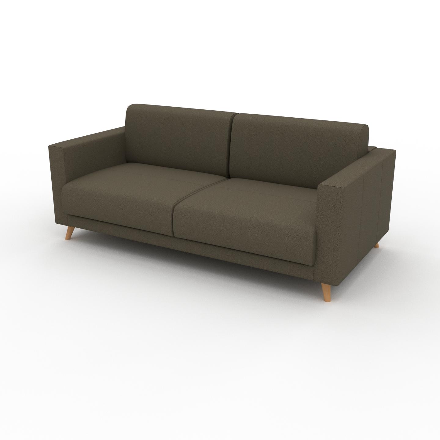 MYCS Sofa 2-Sitzer Olivengrün Nubukleder - Elegantes, gemütliches 2-Sitzer Sofa: Hochwertige Qualität, einzigartiges Design - 185 x 75 x 98 cm,...
