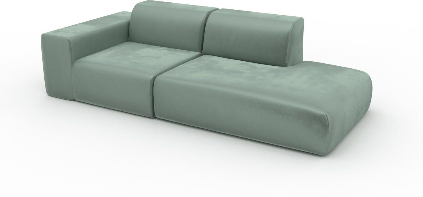 MYCS Sofa Samt Eisblau - Moderne Designer-Couch: Hochwertige Qualität, einzigartiges Design - 243 x 72 x 107 cm, Komplett anpassbar