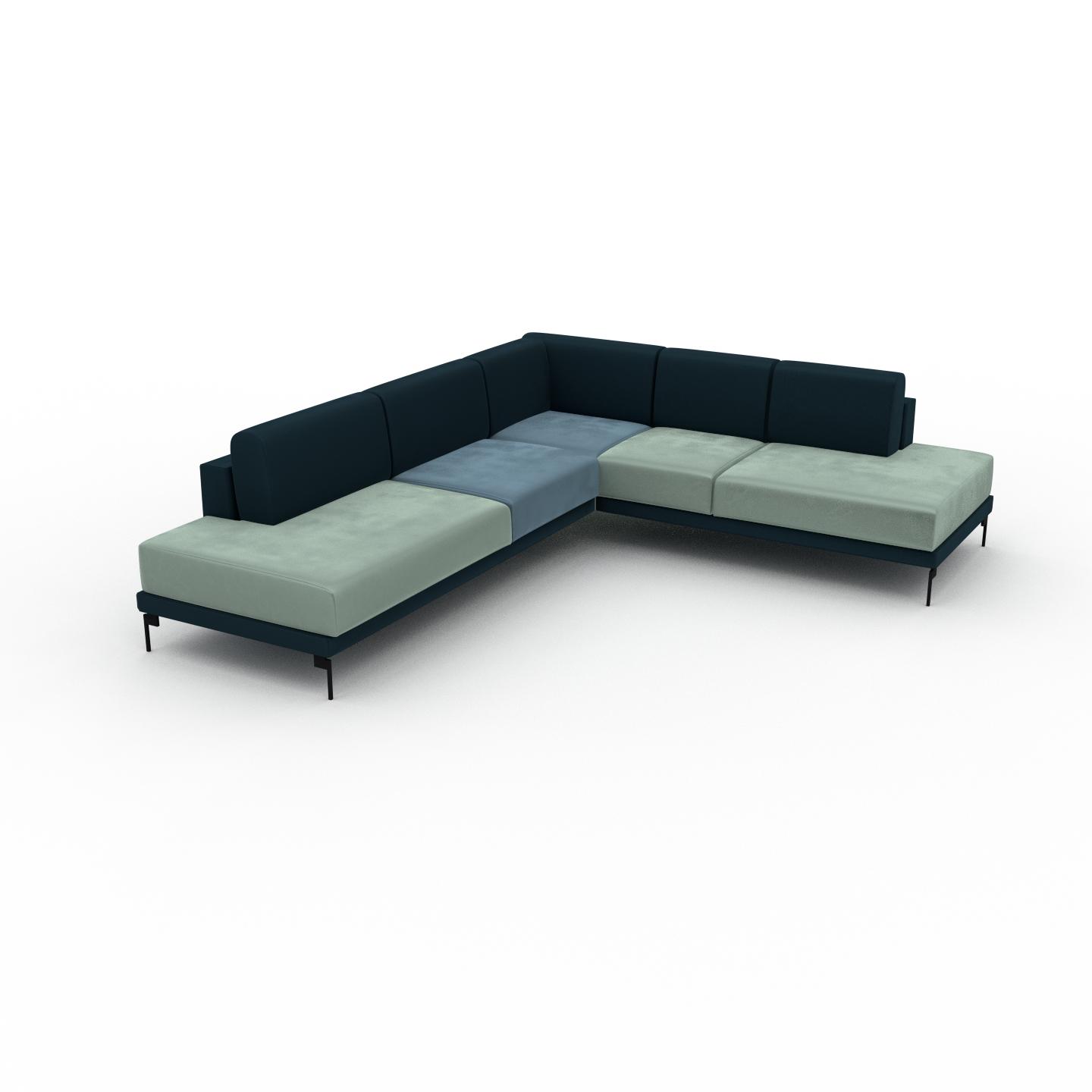 MYCS Ecksofa Samt Eisblau/Pastellblau - Flexible Designer-Polsterecke, L-Form: Beste Qualität, einzigartiges Design - 254 x 81 x 294 cm, konfigurierbar