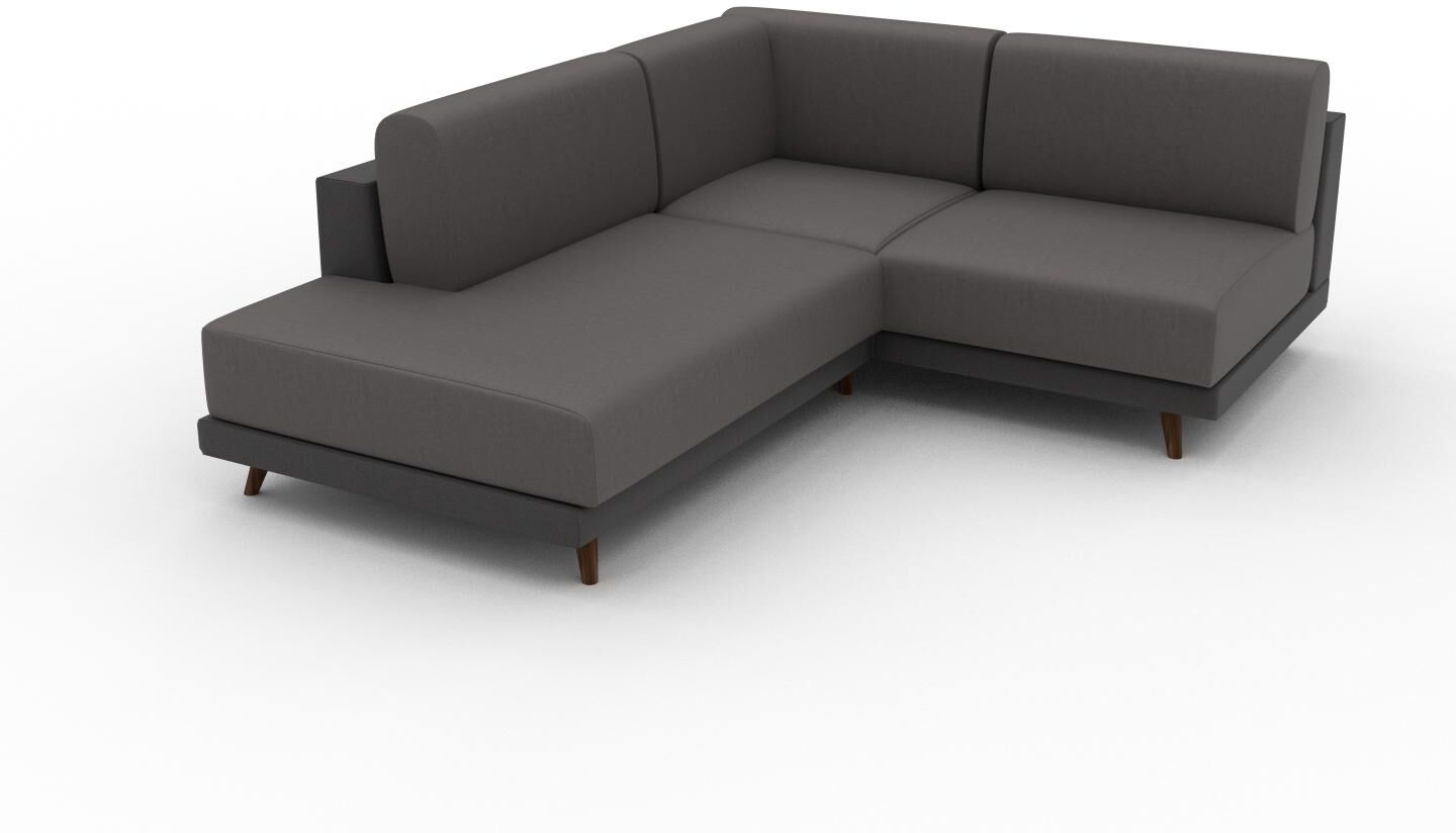 MYCS Ledersofa Kiesgrau Veganes Leder - Elegantes, gemütliches Ledersofa: Hochwertige Qualität, einzigartiges Design - 174 x 75 x 214 cm, konfigurierbar