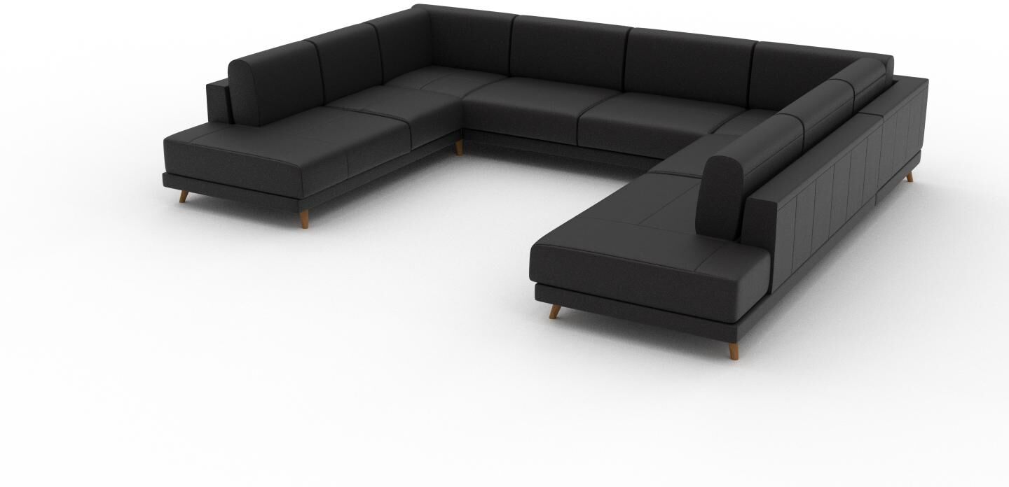 MYCS Ledersofa Schwarz Anilinleder - Elegantes, gemütliches Ledersofa: Hochwertige Qualität, einzigartiges Design - 348 x 75 x 294 cm, konfigurierbar