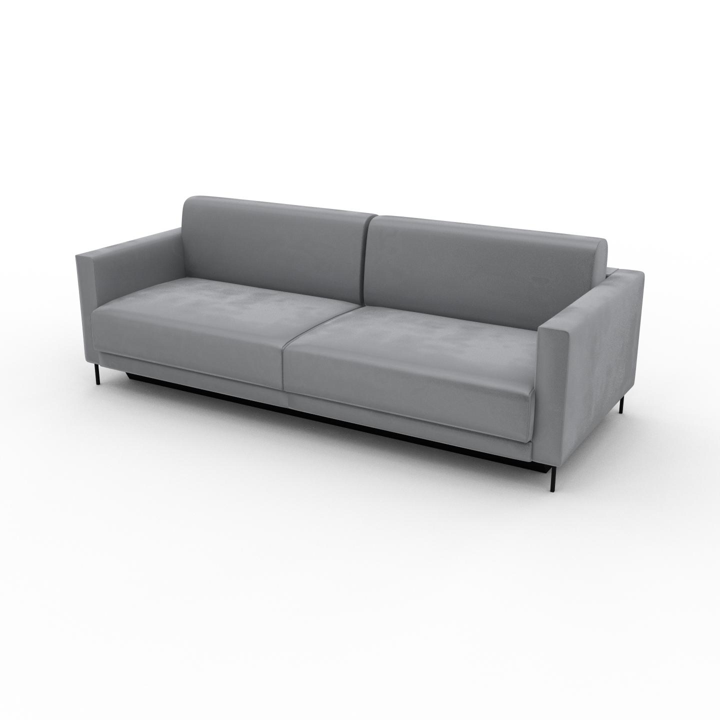 MYCS Sofa 3-Sitzer Samt Sandgrau Samt - Elegantes, gemütliches 3-Sitzer Sofa: Hochwertige Qualität, einzigartiges Design - 224 x 75 x 98 cm, konfigurierbar