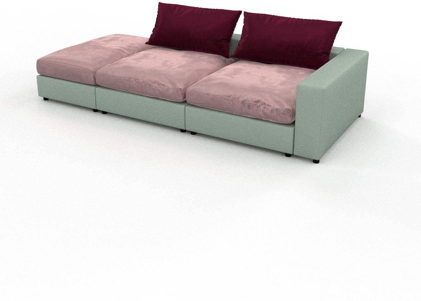 MYCS Sofa 3-Sitzer Samt Bonbonrosa Samt - Elegantes, gemütliches 3-Sitzer Sofa: Hochwertige Qualität, einzigartiges Design - 306 x 62 x 126 cm,...