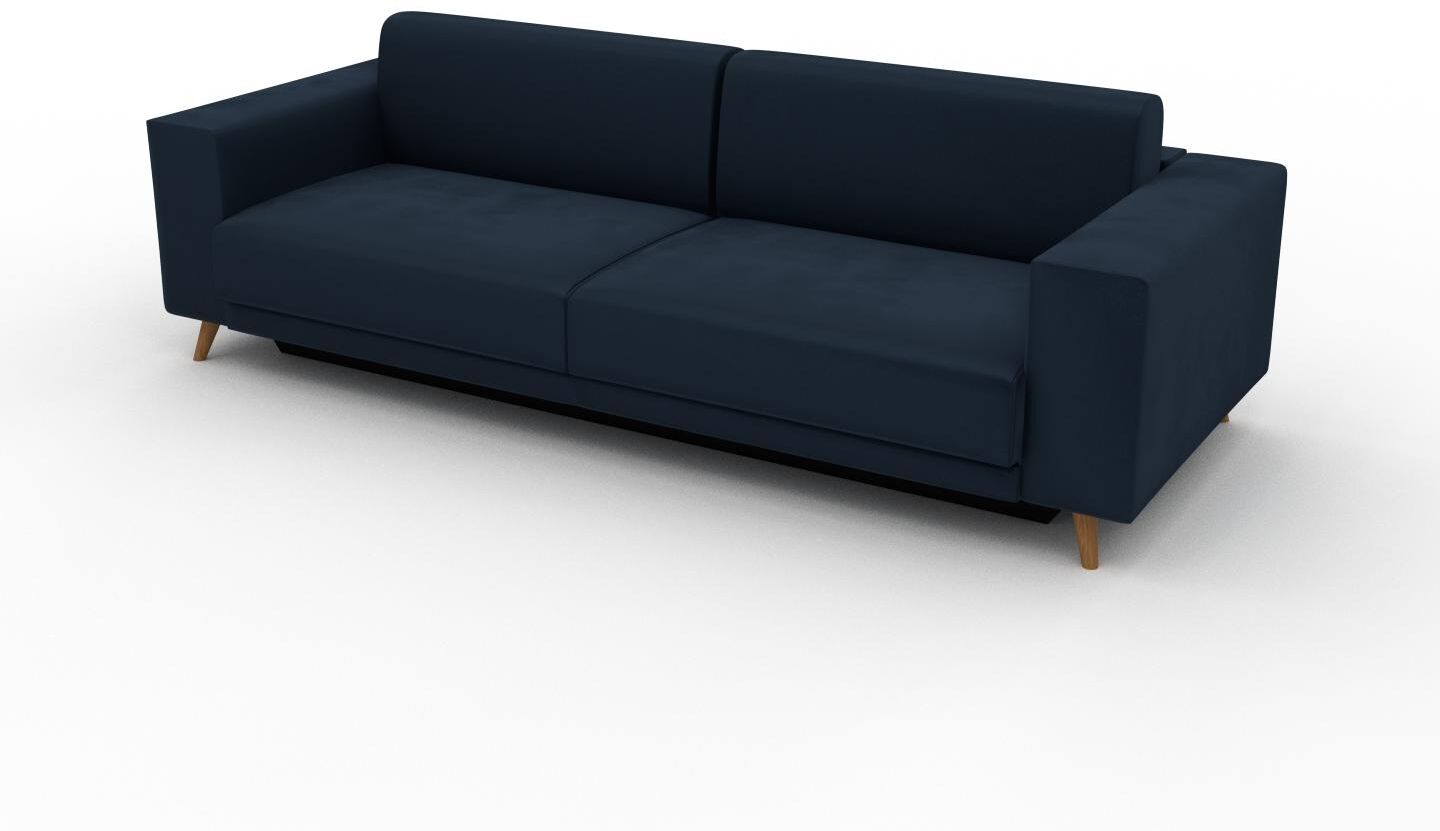 MYCS Schlafsofa Samt Nachtblau - Elegantes, gemütliches Bettsofa: Hochwertige Qualität, einzigartiges Design - 248 x 75 x 98 cm, konfigurierbar