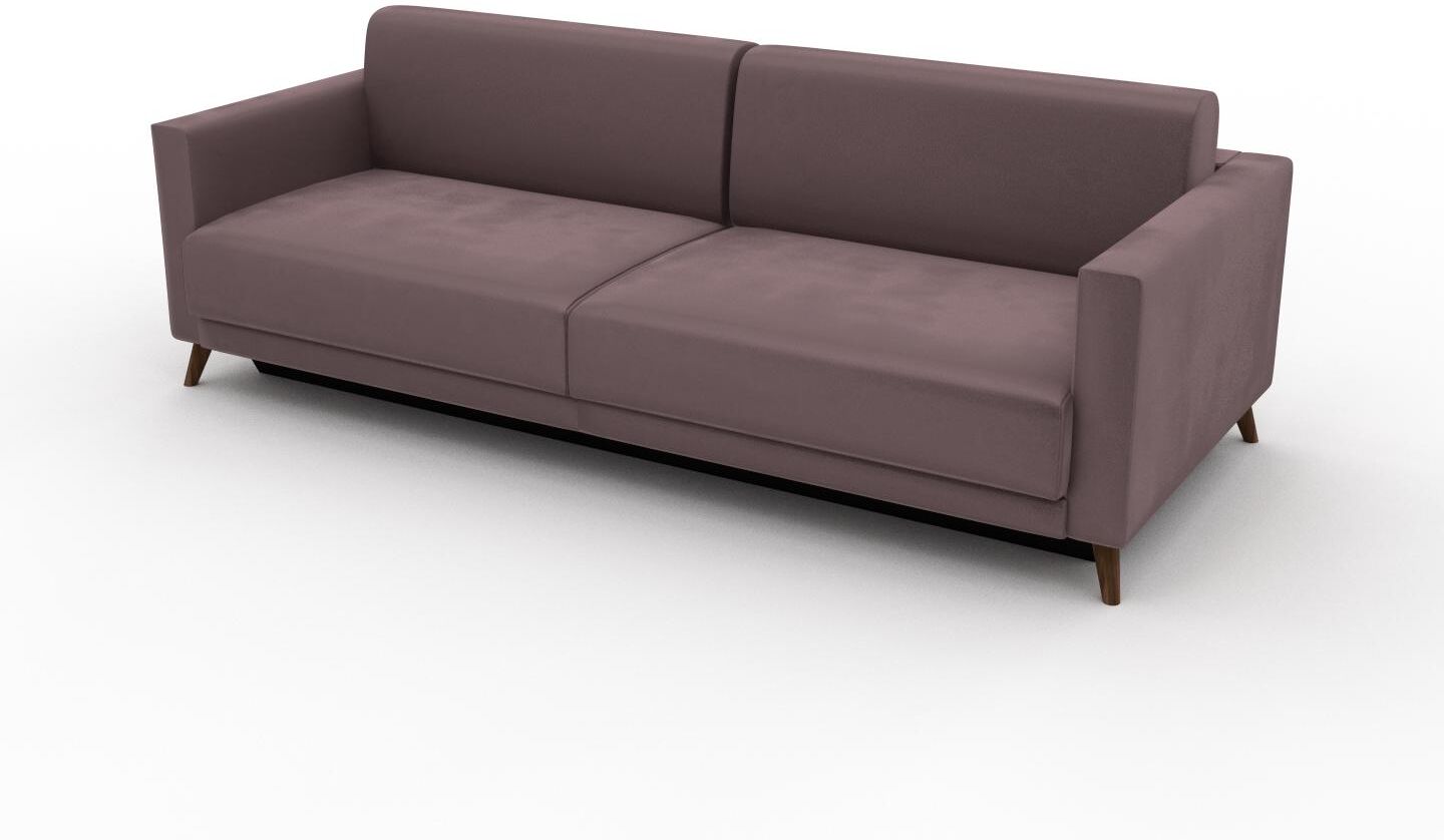 MYCS Schlafsofa Samt Puderrosa - Elegantes, gemütliches Bettsofa: Hochwertige Qualität, einzigartiges Design - 225 x 75 x 98 cm, konfigurierbar