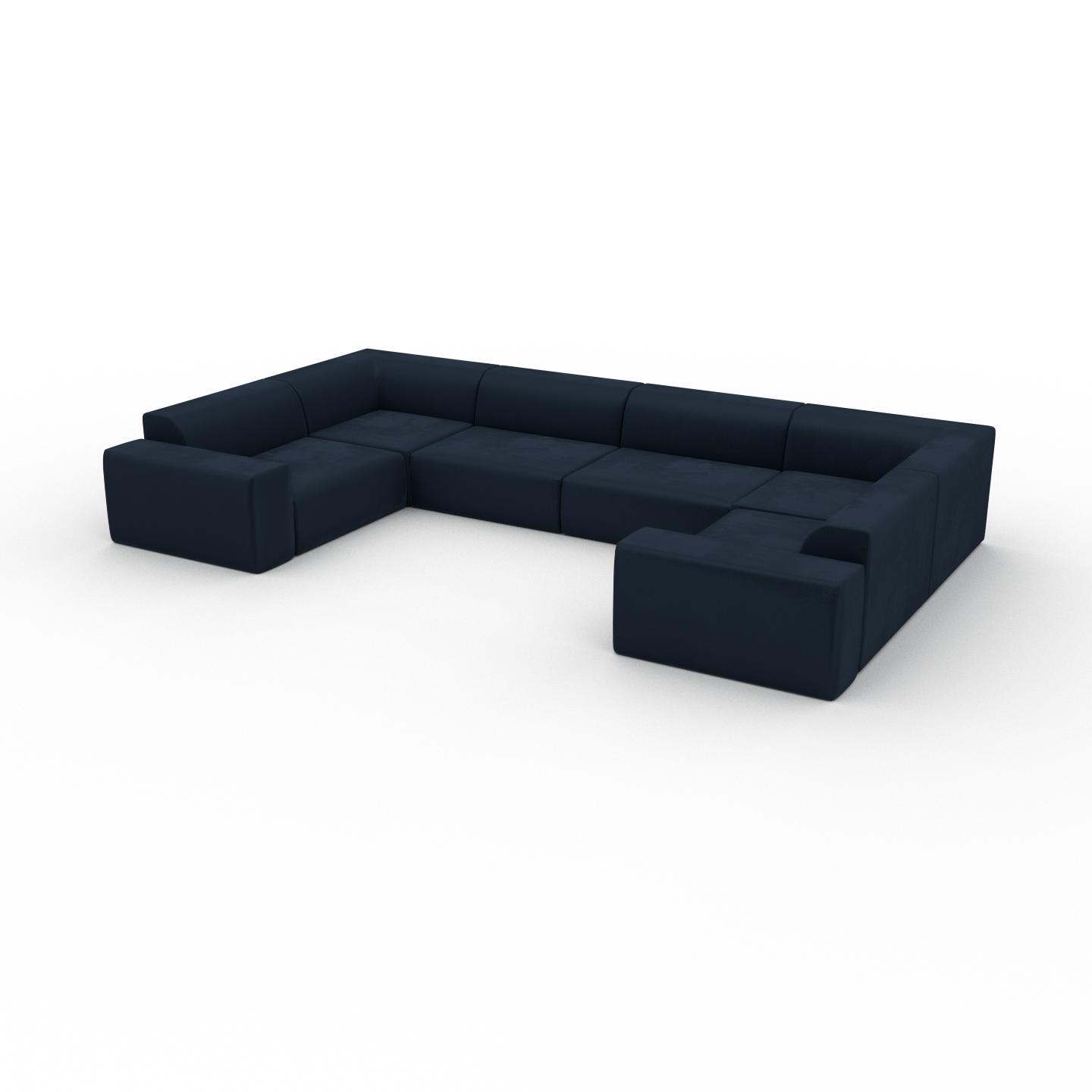 MYCS Sofa Samt Nachtblau - Moderne Designer-Couch: Hochwertige Qualität, einzigartiges Design - 412 x 72 x 239 cm, Komplett anpassbar