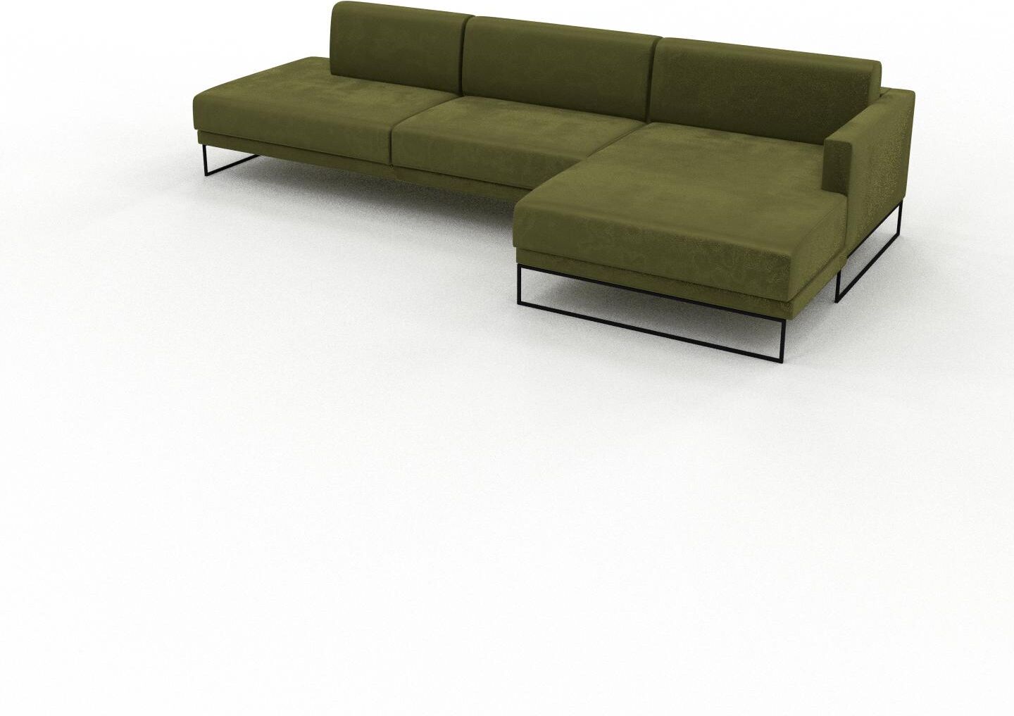 MYCS Ecksofa Samt Olivgrün - Flexible Designer-Polsterecke, L-Form: Beste Qualität, einzigartiges Design - 332 x 81 x 162 cm, konfigurierbar