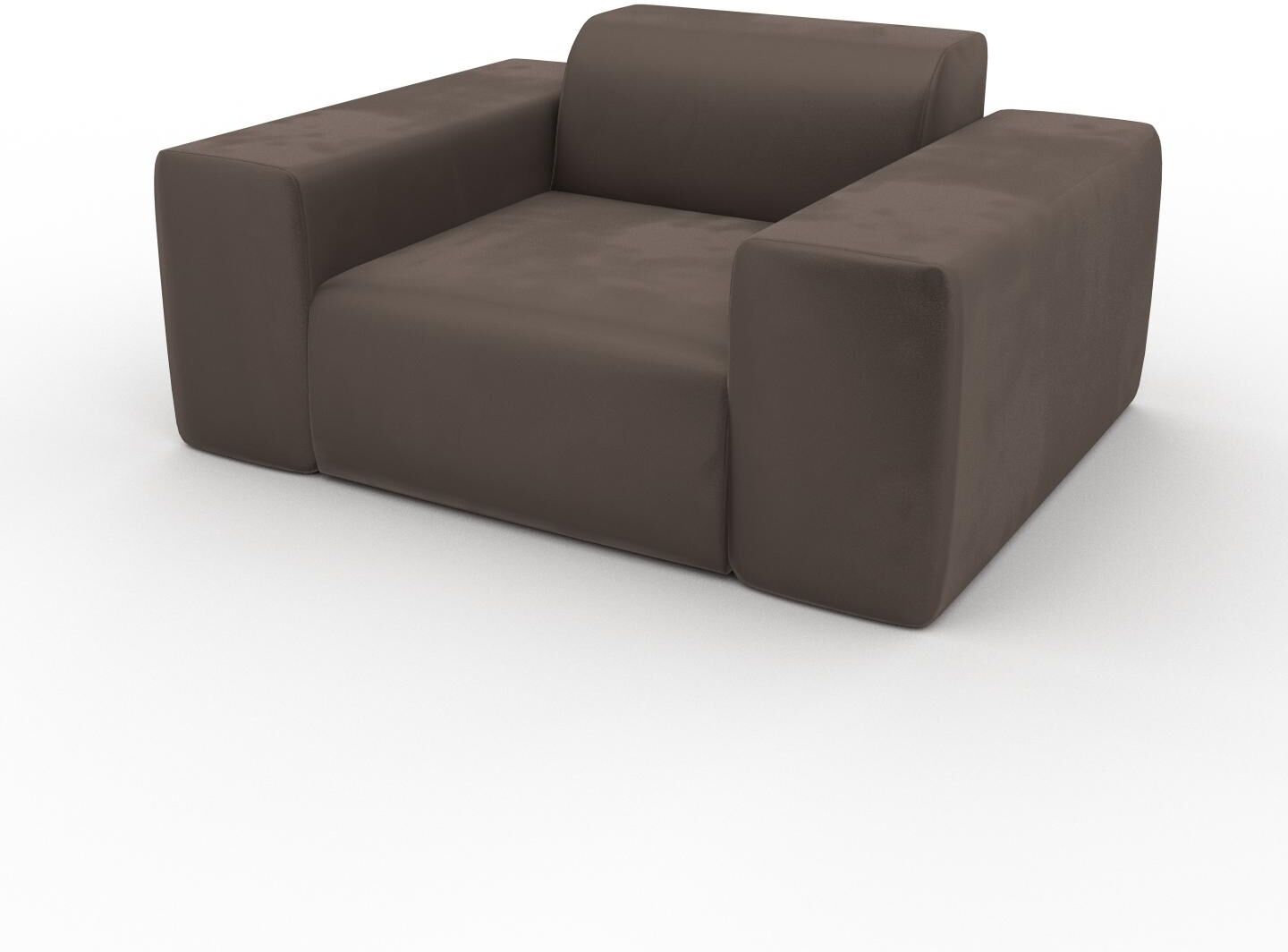 MYCS Sessel Samt Taupegrau - Eleganter Sessel: Hochwertige Qualität, einzigartiges Design - 141 x 72 x 107 cm, Individuell konfigurierbar